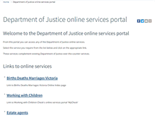 Tablet Screenshot of online.justice.vic.gov.au